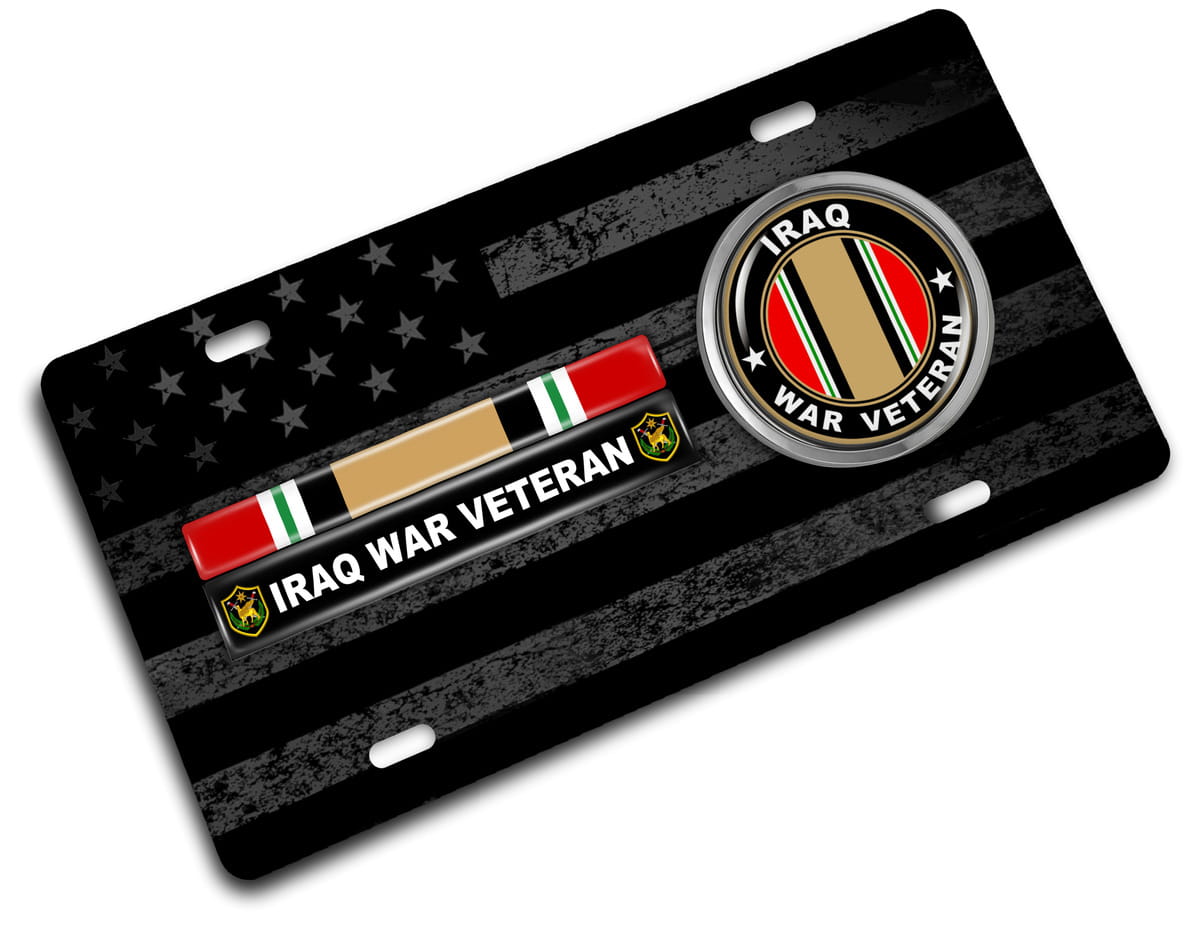 Iraq Veteran - Stainless Steel Car License Plate